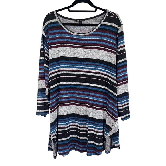 Lane Bryant Striped Top 22 Red Tunic Boho Western Retro Office Preppy Coastal - Picture 1 of 12